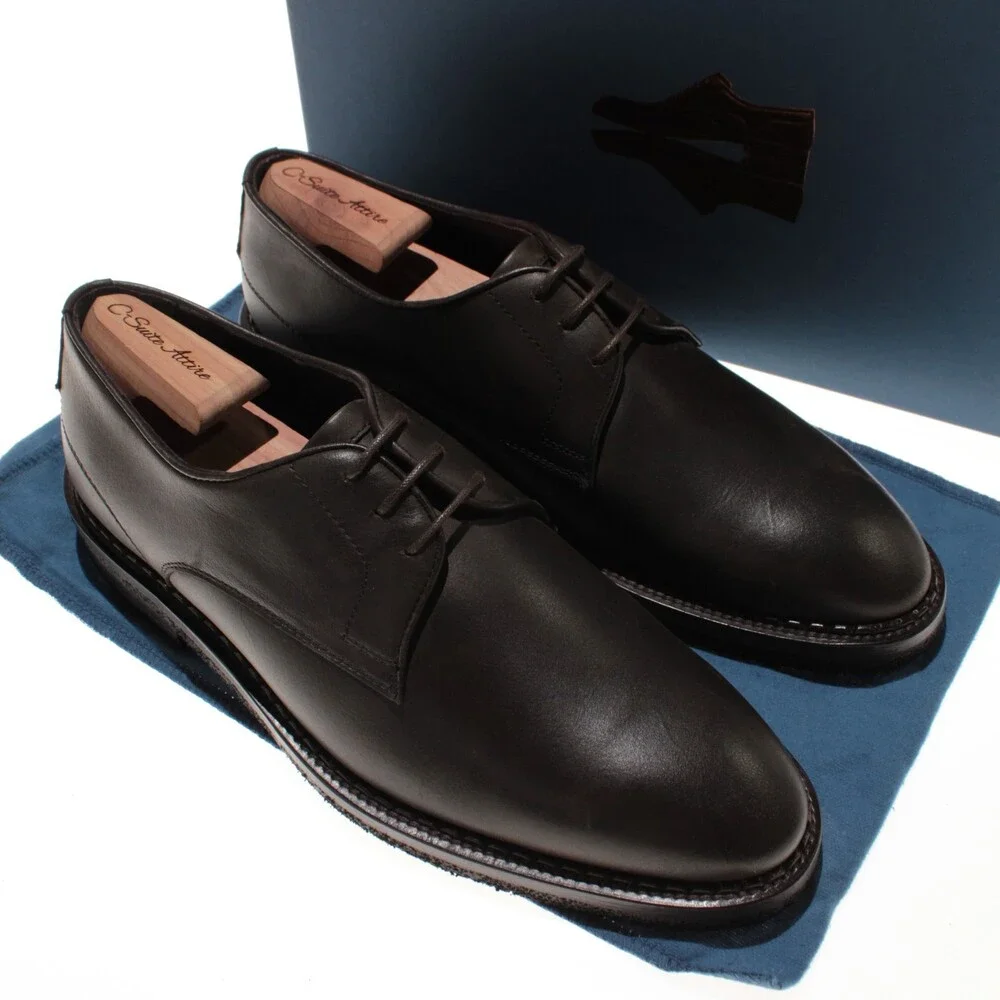 Di Bianco NWD Derby Dress Shoes Size 8.5 US in Dark Brown Leather Made in Italy